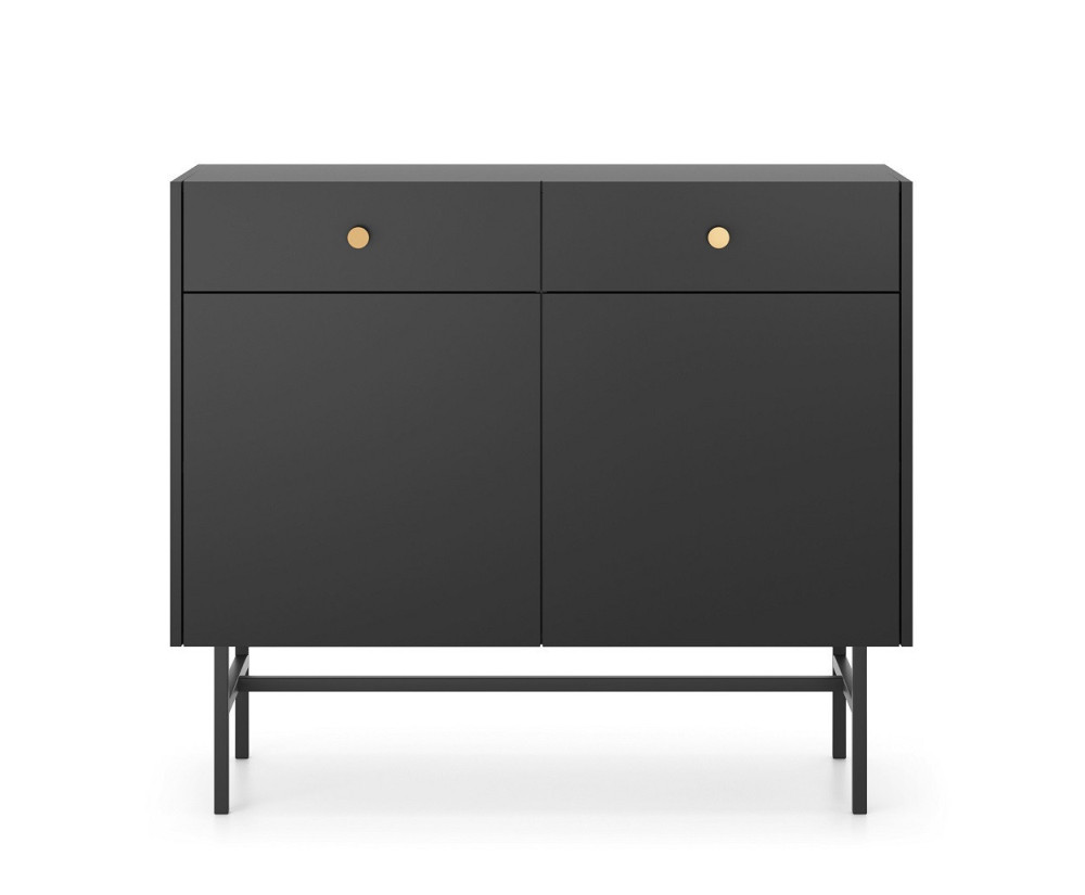 Kommode 2-türig mit Schubladen im Loft-Stil, schwarz, EMI 2D2S Kommode 2-türig mit Schubladen im Loft-Stil, schwarz, EMI 2D2S