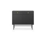 Kommode 2-türig mit Schubladen im Loft-Stil, schwarz, EMI 2D2S Kommode 2-türig mit Schubladen im Loft-Stil, schwarz, EMI 2D2S