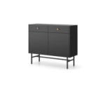 Kommode 2-türig mit Schubladen im Loft-Stil, schwarz, EMI 2D2S Kommode 2-türig mit Schubladen im Loft-Stil, schwarz, EMI 2D2S