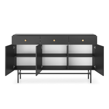 EMI 3D3S Kommode 3-türig mit Schubladen im Loft-Stil, schwarz