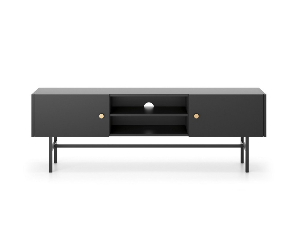 TV Möbel 155 cm im Loft-Stil, TV Lowboard schwarz, EMI
