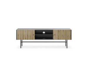 TV Schrank 155 cm im Loft-Stil, Fernsehmöbel schwarz + Eiche Evoke, EMI L03