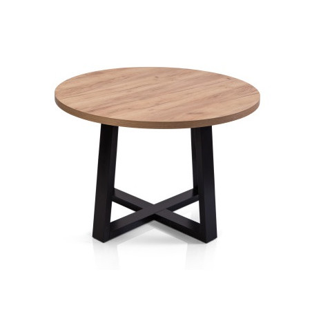 MARCO STL 91/2 Moderner Esstisch, Tisch ausziehbar im Loft-Stil, für 4-8 Personen, rund Ø 100-180 cm, Gestell schwarz