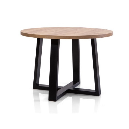 MARCO STL 91/2 Moderner Esstisch, Tisch ausziehbar im Loft-Stil, für 4-8 Personen, rund Ø 100-180 cm, Gestell schwarz