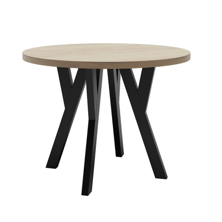 MARCO STL 191/2 Moderner Esstisch, Tisch ausziehbar im Loft-Stil, für 4-8 Personen, rund Ø 100-180 cm, Gestell schwarz