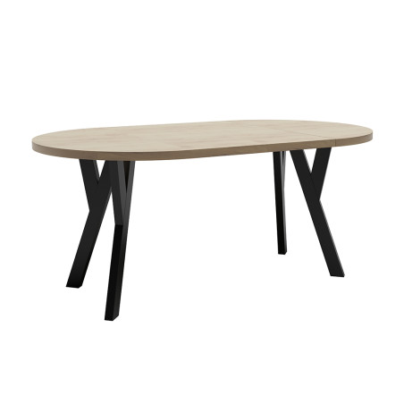 MARCO STL 191/2 Moderner Esstisch, Tisch ausziehbar im Loft-Stil, für 4-8 Personen, rund Ø 100-180 cm, Gestell schwarz