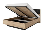 Doppelbett 160x200 mit gepolstertem Kopfteil und Lattenrost (HOLZRAHMEN), ohne Bettkasten, Eiche Artisan + Anthrazit, CAVE Doppelbett 160x200 mit gepolstertem Kopfteil und Lattenrost (HOLZRAHMEN), ohne Bettkasten, Eiche Artisan + Anthrazit, CAVE