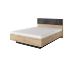 Doppelbett 160x200 mit gepolstertem Kopfteil und Bettkasten, OHNE LATTENROST und MATRATZE, Eiche Artisan + Anthrazit, CAVE Doppelbett 160x200 mit gepolstertem Kopfteil und Bettkasten, OHNE LATTENROST und MATRATZE, Eiche Artisan + Anthrazit, CAVE