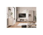Moderne Kommode 1D2SZ, Farbton Cashmere, Füße und Griffe aus Metall, NUBIA NB-01