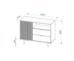 Moderne Kommode 1D2SZ, Farbton Cashmere, Füße und Griffe aus Metall, NUBIA NB-01