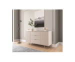 Moderne Kommode 2D3SZ, Breite 150 cm, Farbton Cashmere, Füße und Griffe aus Metall, NUBIA NB-02 Moderne Kommode 2D3SZ, Breite 150 cm, Farbton Cashmere, Füße und Griffe aus Metall, NUBIA NB-02
