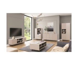 NUBIA Stilvolles Möbelset für Wohnzimmer, Farbton Cashmere, Füße und Griffe aus Metall