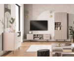 Moderne Kommode 2D3SZ, Breite 150 cm, Farbton Cashmere, Füße und Griffe aus Metall, NUBIA NB-02 Moderne Kommode 2D3SZ, Breite 150 cm, Farbton Cashmere, Füße und Griffe aus Metall, NUBIA NB-02