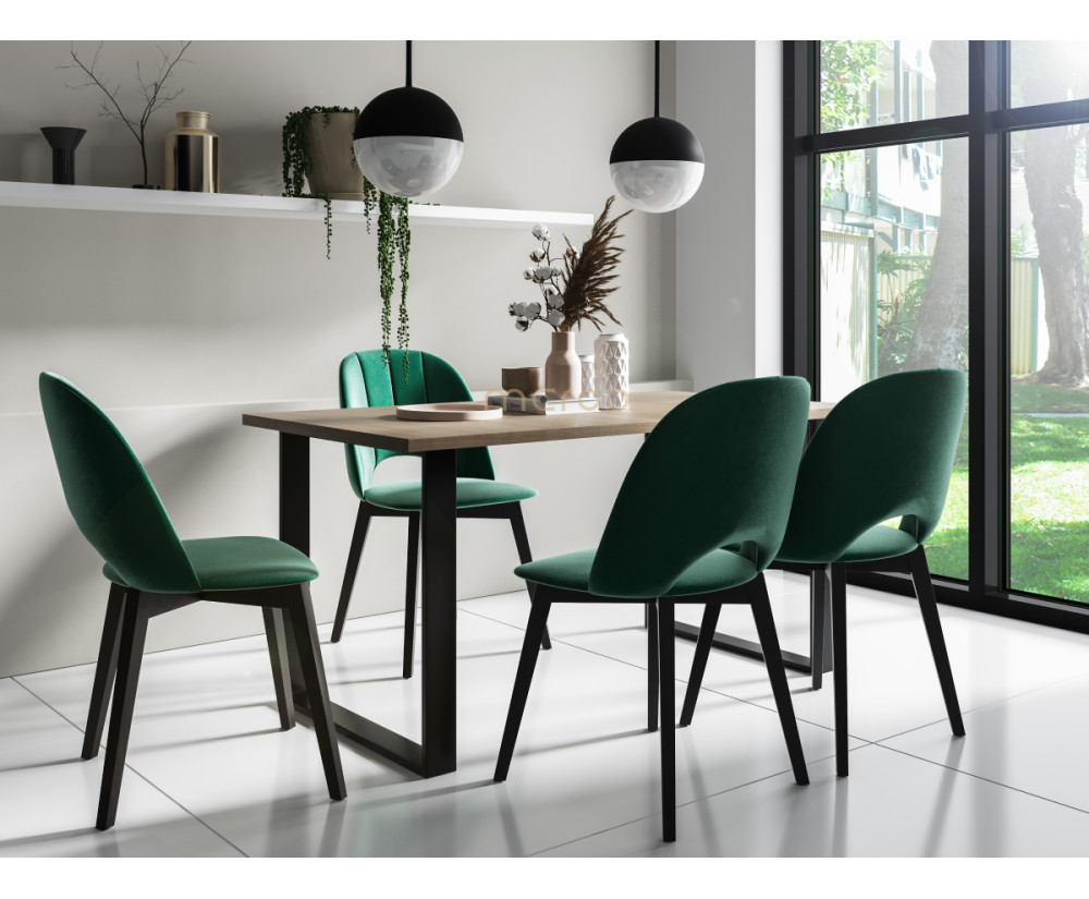 Essgruppe für 4 Personen, Tisch MODERN M6 80x150-190 cm, 4x Polsterstühle MODERN M21, Gestell schwarz Essgruppe für 4 Personen, Tisch MODERN M6 80x150-190 cm, 4x Polsterstühle MODERN M21, Gestell schwarz