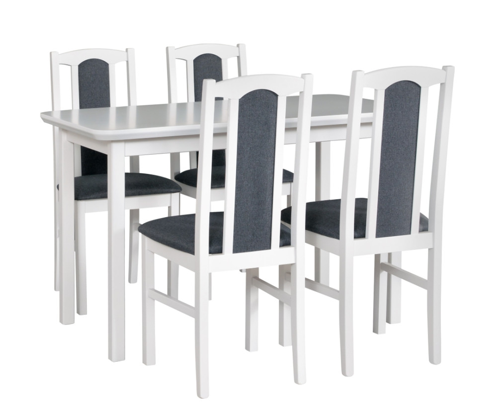 Essgruppe: MAX 4 Tisch 70x120-150 cm + 4 Stühle BOS 7 weiß