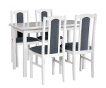 Essgruppe: MAX 4 Tisch 70x120-150 cm + 4 Stühle BOS 7 weiß