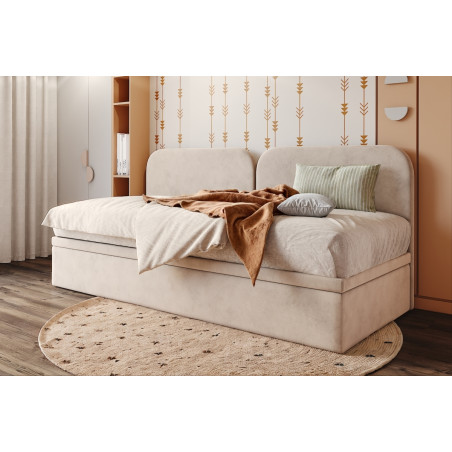 Polsterbett 80x180 cm mit Bettkasten und komfortabler Rückenlehne, Jugendbett OLIVIA 2R