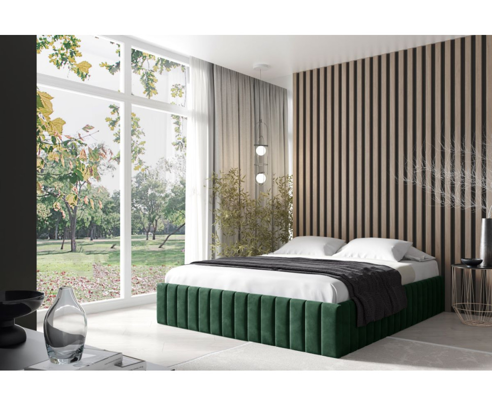 Polsterbett 120x200 cm, Ehebett mit Bettkasten, ohne Kopfteil, Gleitfüße, PRATO T10