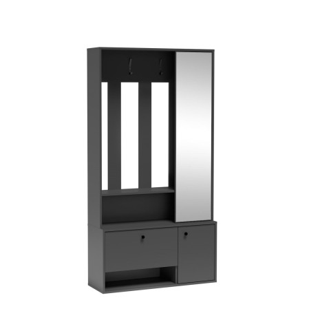SPOT Garderoben-Set mit Spiegel, Flurgarderobe, Farbton Graphit