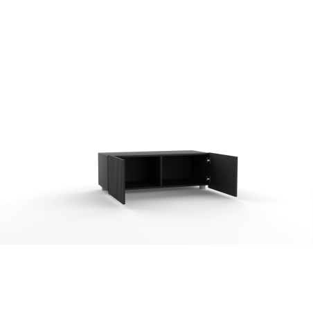TV Lowboard, Breite 100 cm, gefräste Fronten, schwarz, KOLDER