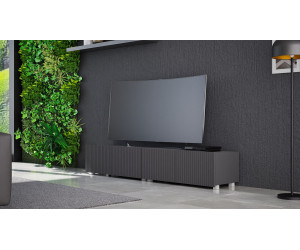 TV Lowboard, Breite 100 cm, gefräste Fronten, schwarz, KOLDER