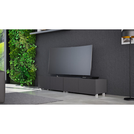 TV Lowboard, Breite 100 cm, gefräste Fronten, schwarz, KOLDER