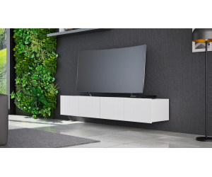 TV Schrank, Breite 100 cm, gefräste Fronten, weiß, KOLDER