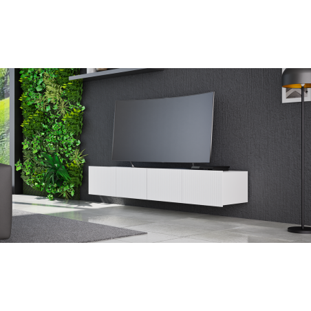 TV Schrank, Breite 100 cm, gefräste Fronten, weiß, KOLDER