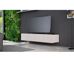 Fernsehschrank 100 cm, gefräste Fronten, TV Möbel cashmere, KOLDER