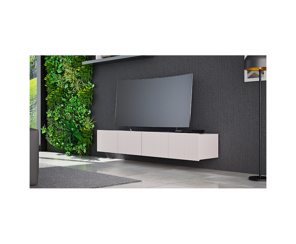 Fernsehschrank 100 cm, gefräste Fronten, TV Möbel cashmere, KOLDER