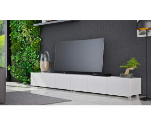 TV Lowboard 150 cm, gefräste Fronten, weiß, KOLDER