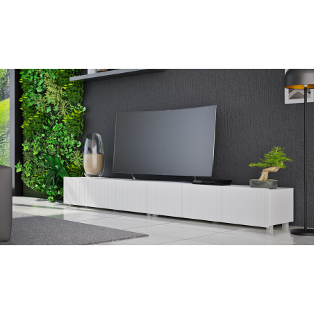 TV Lowboard 150 cm, gefräste Fronten, weiß, KOLDER