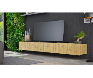 Fernsehschrank 150 cm, gefräste Fronten, Eiche Artisan, KOLDER