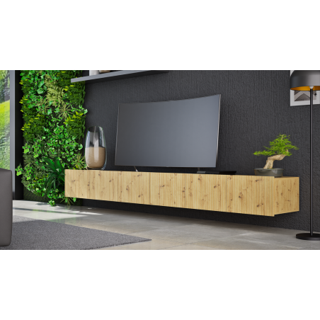 Fernsehschrank 150 cm, gefräste Fronten, Eiche Artisan, KOLDER