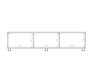 Lowboard TV 150 cm, gefräste Fronten, TV Schrank schwarz, KOLDER