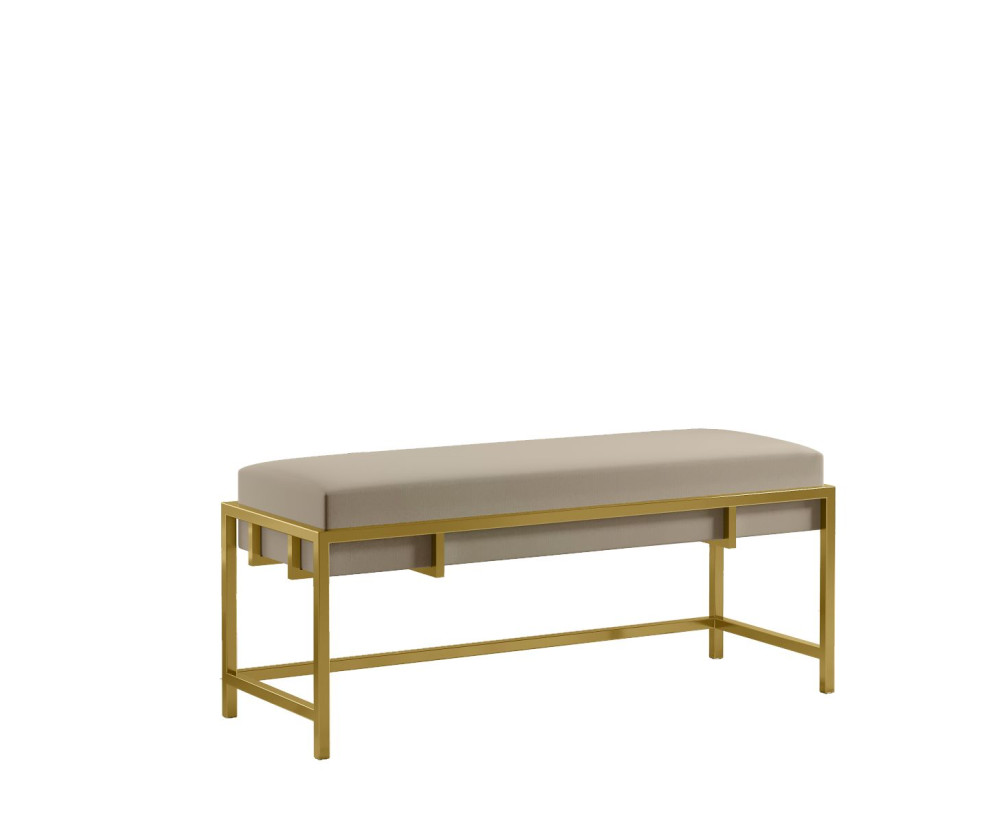 Polsterbank Breite 100 cm, Metallgestell golden, Stoff Royal Velvet beige, HOLLY