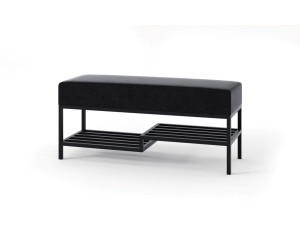 Polsterbank Breite 100 cm mit Schuhregal, Metallgestell schwarz, HOLLY