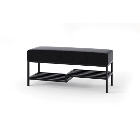 Polsterbank Breite 100 cm mit Schuhregal, Metallgestell schwarz, HOLLY