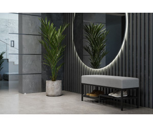 HOLLY Polsterbank Breite 100 cm mit Schuhregal, Metallgestell schwarz