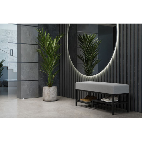 Polsterbank Breite 100 cm mit Schuhregal, Metallgestell schwarz, HOLLY 