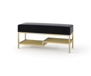 Polsterbank Breite 100 cm mit Schuhregal, Metallgestell golden, HOLLY