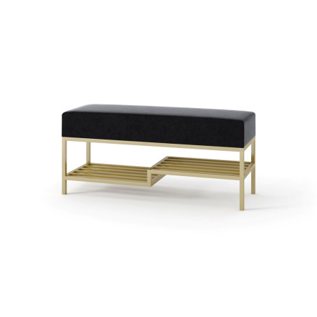 Polsterbank Breite 100 cm mit Schuhregal, Metallgestell golden, HOLLY