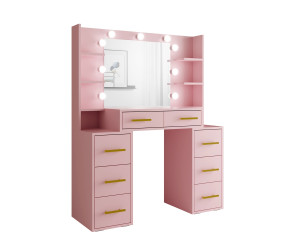 Schminktisch mit LED-Beleuchtung und Spiegel, Kosmetiktisch Glamour, MARSHMALLOW - pastellrosa, MILLA