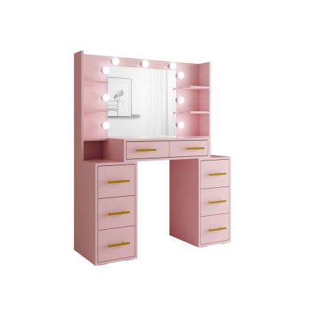 Schminktisch mit LED-Beleuchtung und Spiegel, Kosmetiktisch Glamour, MARSHMALLOW - pastellrosa, MILLA