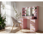 Schminktisch mit LED-Beleuchtung und Spiegel, Kosmetiktisch Glamour, MARSHMALLOW - pastellrosa, MILLA