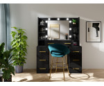 SCHNELLER VERSAND! Schminktisch mit LED-Beleuchtung und Spiegel, Kosmetiktisch Glamour, schwarz, MILLA