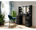 SCHNELLER VERSAND! Schminktisch mit LED-Beleuchtung und Spiegel, Kosmetiktisch Glamour, schwarz, MILLA