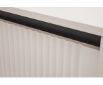 Kommode 102 cm zweitürig, mit Schubladen, schwarze Metallfüße, Lamellen-Fronten, sandbeige, ASTIR