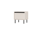 Nachttisch mit einer Schublade schwarze Metallfüße, Lamellen-Front, sandbeige, ASTIR