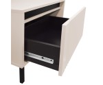 Nachttisch mit einer Schublade schwarze Metallfüße, Lamellen-Front, sandbeige, ASTIR